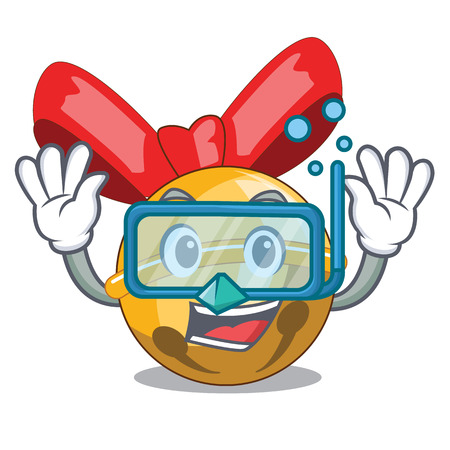 Diving christmas decoration in bell balls cartoon vector illustrationのイラスト素材