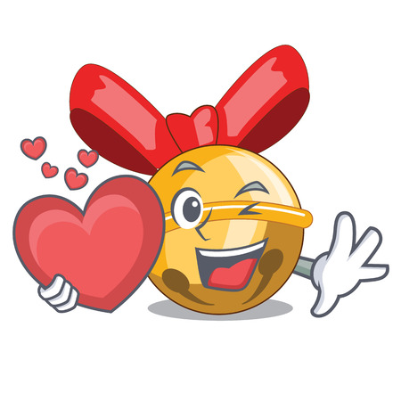 With heart Jinggle bell ball christmas on character vector illustrationのイラスト素材