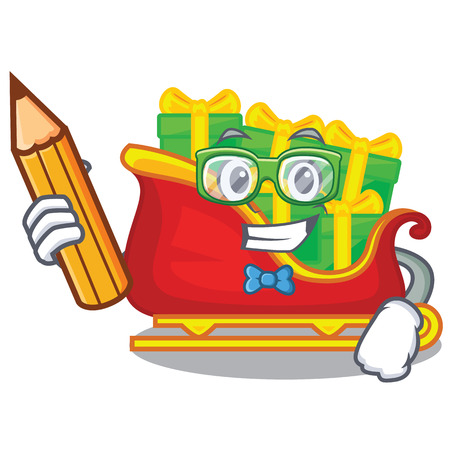 Student santa claus sleigh in shape cartoon vector illustrationのイラスト素材