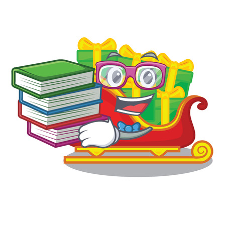 Student with book christmas Santa sleigh isolated on mascot vector illustrartionのイラスト素材