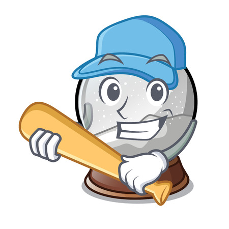 Playing baseball snow globe chrismas isolated on mascot vector illustrationのイラスト素材