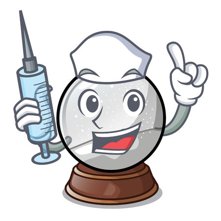 Nurse christmas snow globe on table character vector illustrationのイラスト素材