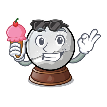 With ice cream christmas snow globe on table character vector illustrationのイラスト素材