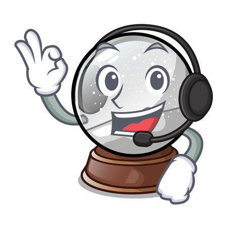 With headphone christmas snow globe in shape cartoon vector illustrationのイラスト素材