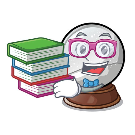 Student with book christmas snow globe in shape cartoon vector illustrationのイラスト素材