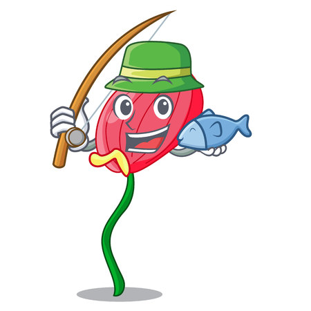 Fishing anthurium flower pink in cartoon garden vector illustrationのイラスト素材