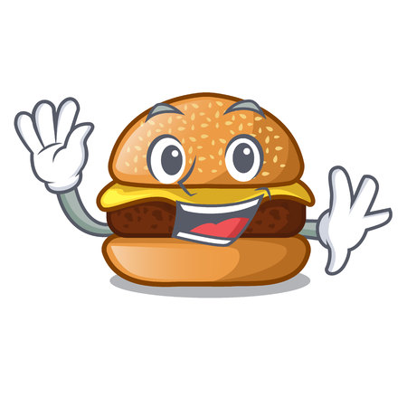 Waving cheese tasty burger on character table vector illustrationのイラスト素材