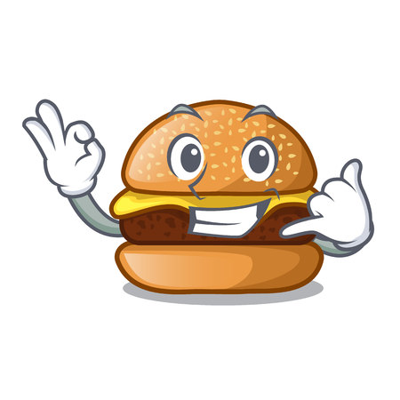 Call me hamburger with the cartoon cheese toping vector illustrationのイラスト素材