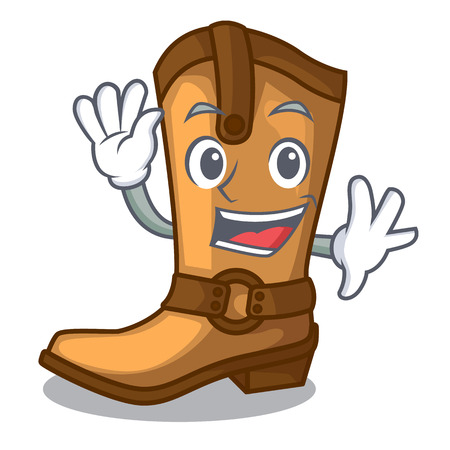 Waving cowboy boots isolated in the mascot vector illustrationのイラスト素材