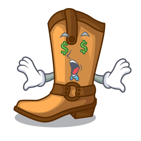 Money eye leather cowboy boots shape cartoon funny vector illustrationのイラスト素材