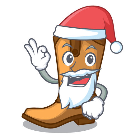 Santa leather cowboy boots shape cartoon funny vector illustrationのイラスト素材