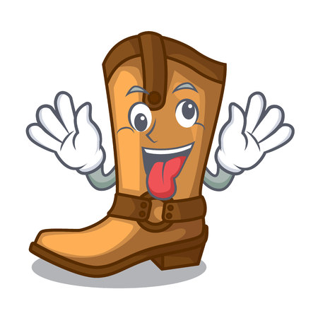 Crazy leather cowboy boots shape cartoon funny vector illustrationのイラスト素材