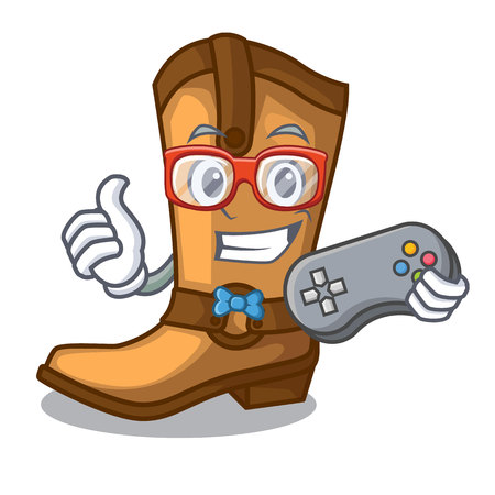Gamer old cowboy boots in shape character vector illustrationのイラスト素材