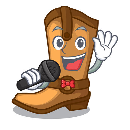 Singing old cowboy boots in shape character vector illustrationのイラスト素材