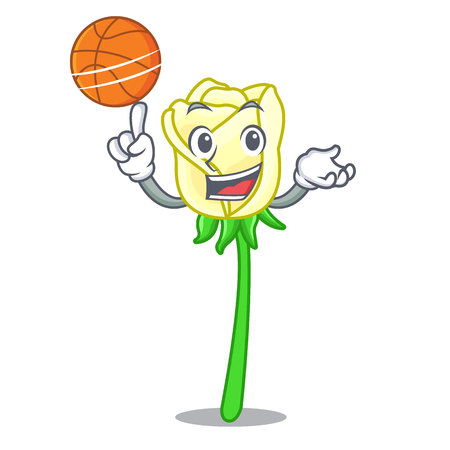 With basketball white rose in the shape cartoon vector illustrationのイラスト素材