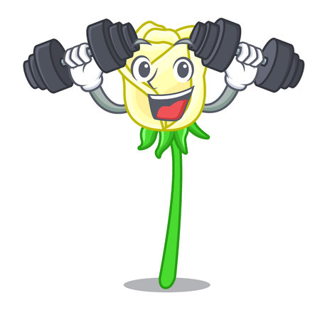 Fitness white rose in the shape cartoon vector illustrationのイラスト素材