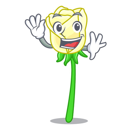 Waving white rose isolated on the mascot vector illustrationのイラスト素材