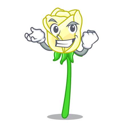 Successful white rose isolated on the mascot vector illustrationのイラスト素材