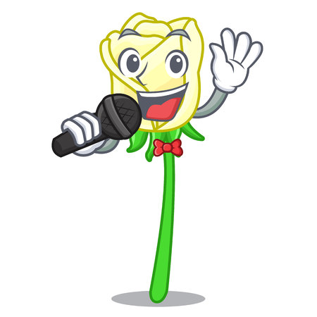 Singing white rose the on character table vector illustrationのイラスト素材