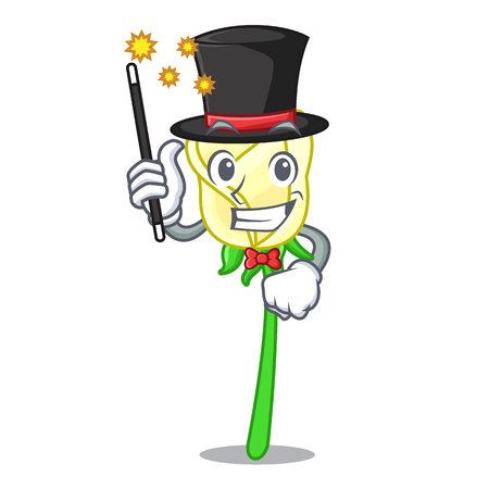 Magician beautiful white rose on the cartoon vector illustrationのイラスト素材