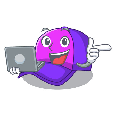 With laptop cap shape in the a cartoon vector illustrationのイラスト素材