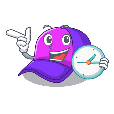 With clock isolated cap in the a mascot vector illustrationのイラスト素材