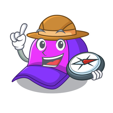 Explorer cap character in the shape funny vector illustrationのイラスト素材