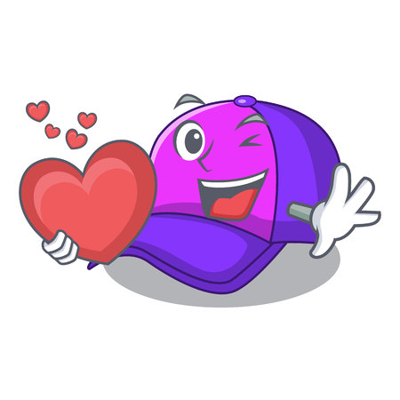 With heart cap character in the shape funny vector illustrationのイラスト素材