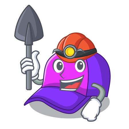 Miner cap character in the shape funny vector illustrationのイラスト素材