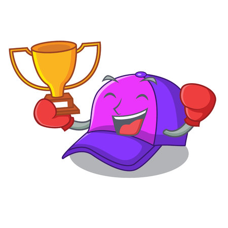 Boxing winner baseball cap in shape cartoon beautiful vector illustrationのイラスト素材