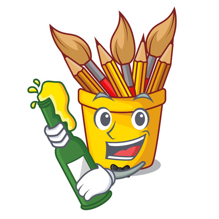 With beer pot pencil in shape cartoon funny vector illustrationのイラスト素材