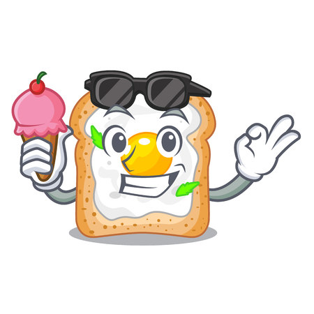 With ice cream sandwich with shape in egg cartoon vector illustrationのイラスト素材