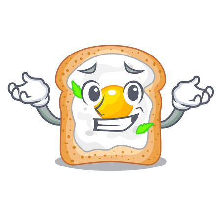 Grinning sandwich with shape in egg cartoon vector illustrationのイラスト素材