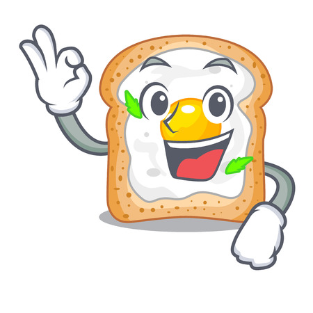 Okay sandwich with shape in egg cartoon vector illustrationのイラスト素材