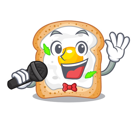 Singing sandwich with egg above character board vector illustartionのイラスト素材