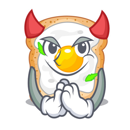 Devil sandwich with egg above character board vector illustartionのイラスト素材