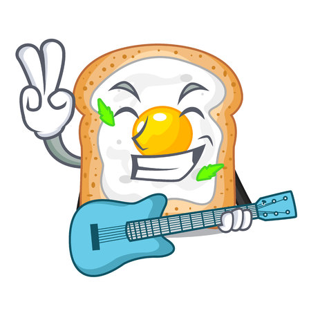 With guitar sandwich with egg above character board vector illustartionのイラスト素材