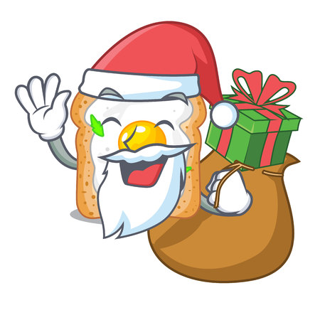 Santa with gift sandwich with egg isolated in mascot vector illustartionのイラスト素材
