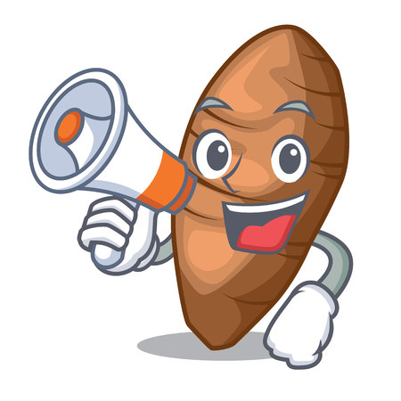 With megaphone taro tuber in the shape cartoon vector illustrationのイラスト素材