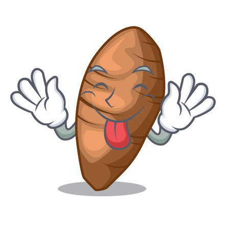 Tongue out sliced taro on shape cartoon funny vector illustreationのイラスト素材