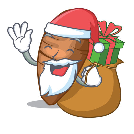 Santa with gift sliced taro on shape cartoon funny vector illustreationのイラスト素材