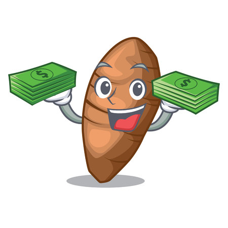 With money taro tuber isolated in the mascot vector illustrationのイラスト素材
