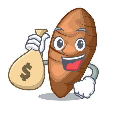 With money bag taro tuber in the shape cartoon vector illustrationのイラスト素材