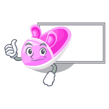 Thumbs up with board in the shape cartoon vector illustrationのイラスト素材