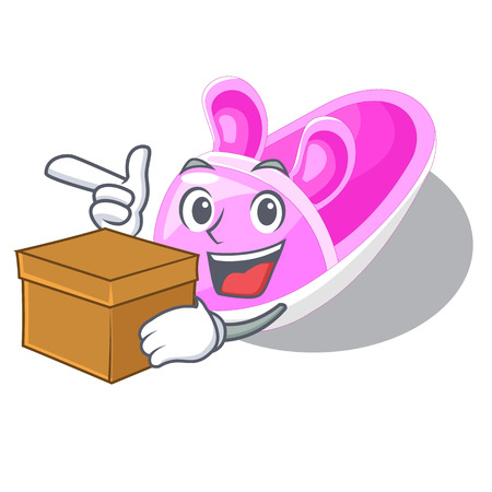 With box shoes baby above the character rak vector llustrationのイラスト素材