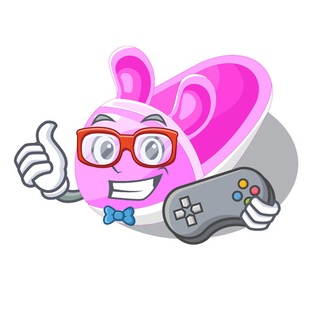 Gamer cute baby shoes in shape cartoon vector illustrationのイラスト素材