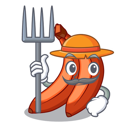 Farmer red banana isolated on the mascot vector illustartionのイラスト素材