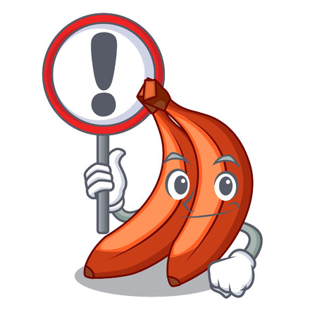 With sign red banana isolated on the mascot vector illustartionのイラスト素材
