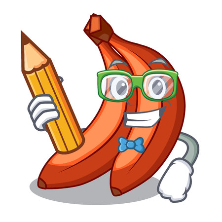 Student abunch in red bananas fruit character vector illustrationのイラスト素材