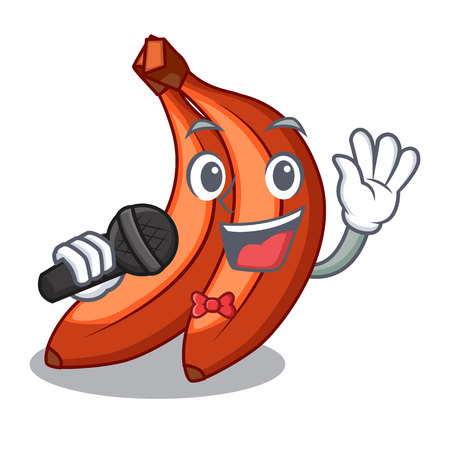 Singing red cartoon bananas ready to eat vector illustrationのイラスト素材